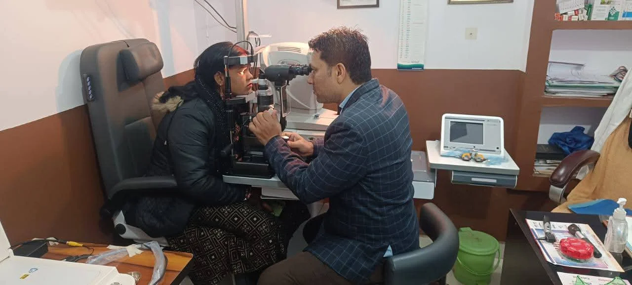 Modern Eye Care Reception with Advanced Diagnostic Equipment at Care for Eye Centre Jamui